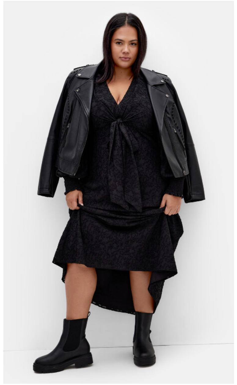 City Chic Marci Tie Front Maxi Dress - Black New Plus ❤️ Size 18 ❤️ RRP $140