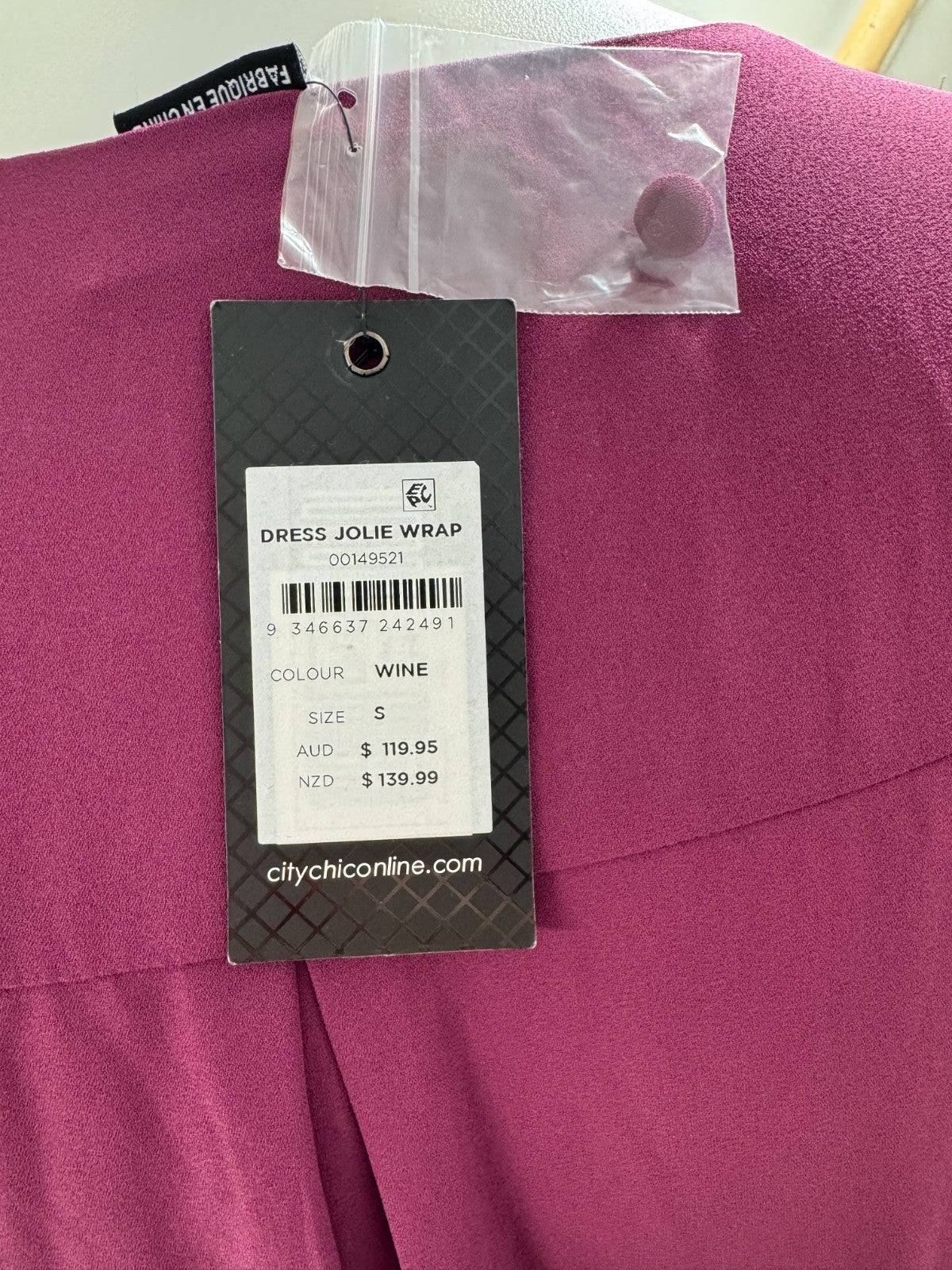 🌹 City Chic Women’s Jolie Wrap Dress – Wine – Size S Plus 16 RRP: $120 NEW