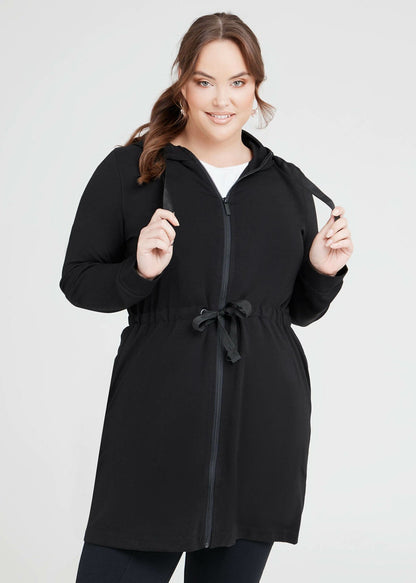 Taking Shape Bamboo Ponte Hooded Long Jacket PLUS SIZE S (14-16) New RRP $170