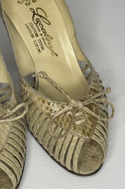 Lucalsax Beige Snakeskin slip on Vintage 60s 70s  RARE FIND, size 8.5 Leather