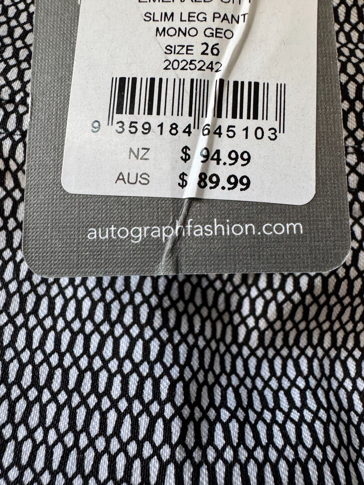 Autograph Black & White Pants Size 26 Full Length Stretch Plus NWT RRP $100