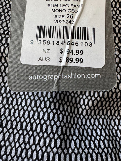 Autograph Black & White Pants Size 26 Full Length Stretch Plus NWT RRP $100