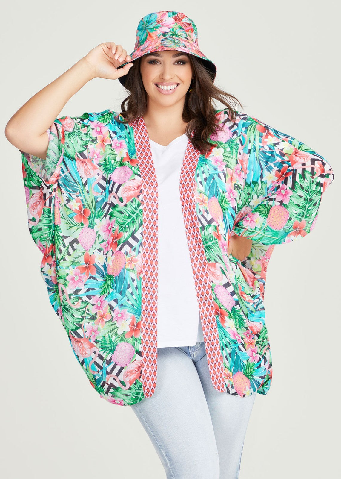 TAKING SHAPE Pineapple Cape Kimono - One Size BNWT $60 RRP Stunning Accessorie