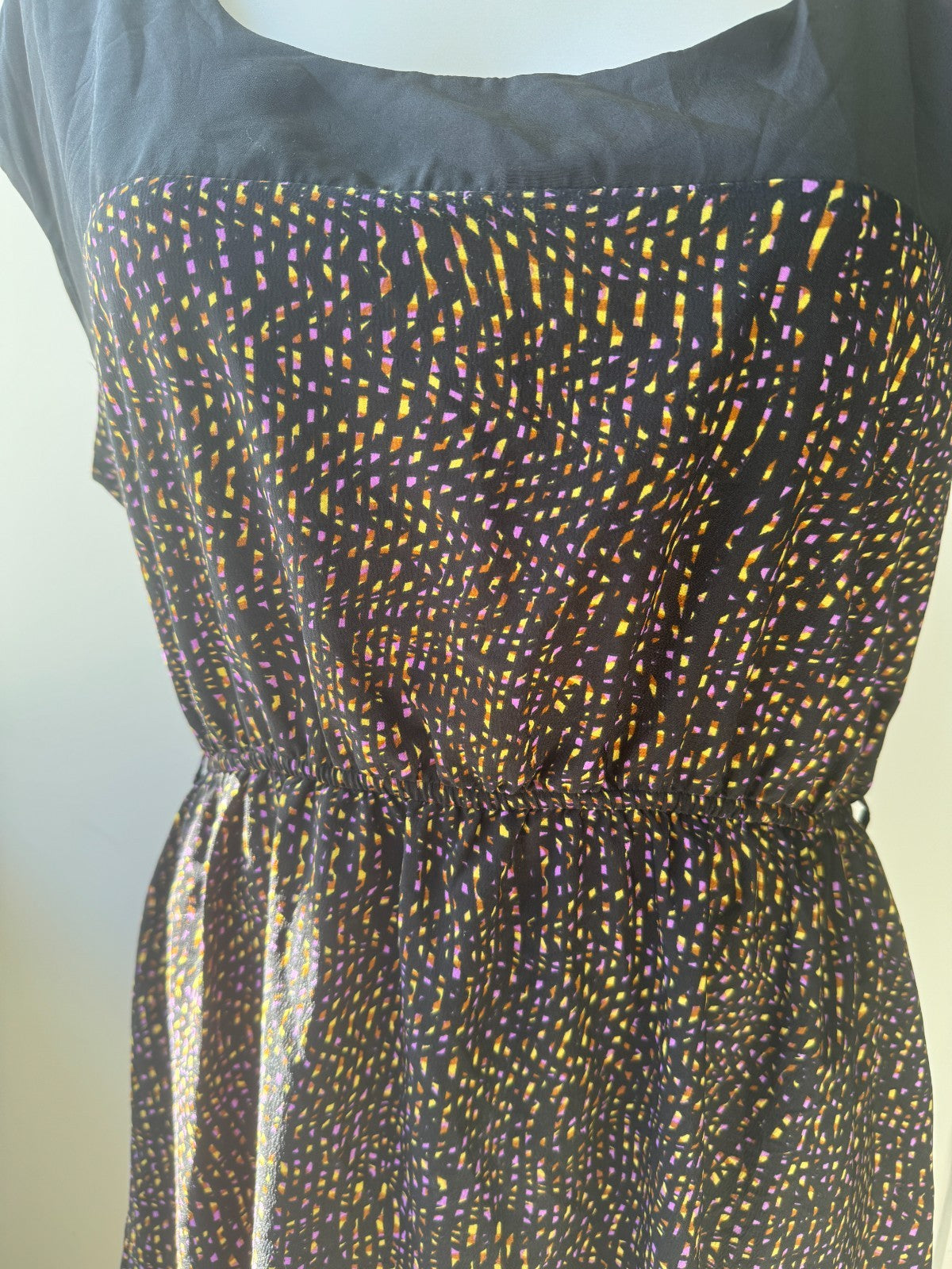 City Chic Slip On Summer Dress Black Purple & Yellow Size L Plus 20 light & Cool