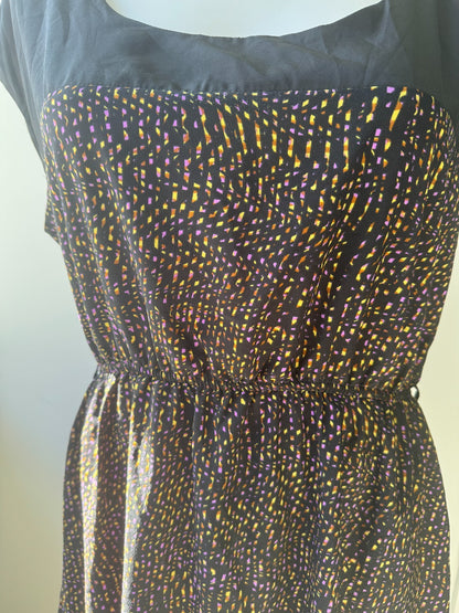 City Chic Slip On Summer Dress Black Purple & Yellow Size L Plus 20 light & Cool
