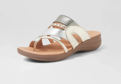 Diana Ferrari Supersoft Mia2 Metallic Multi Leather Slides RRP $150 NEW