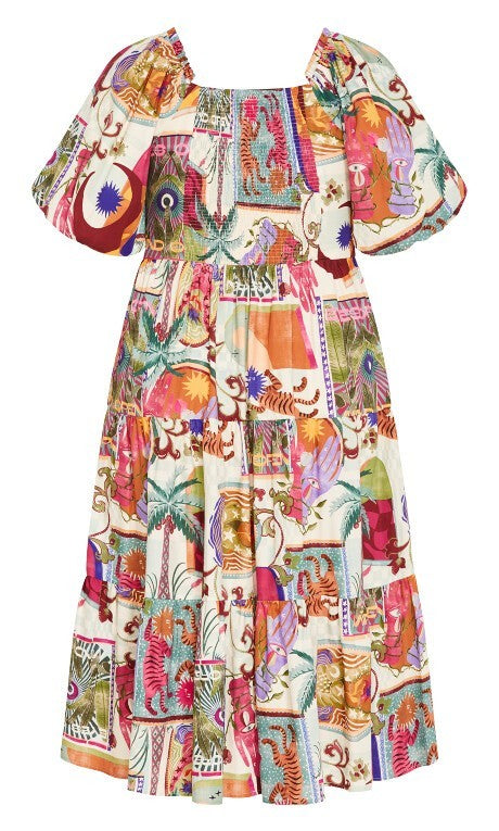 City Chic Simona Print Cotton Dress Size 20 L As New Stunning  ⭐RRP $160 ⭐