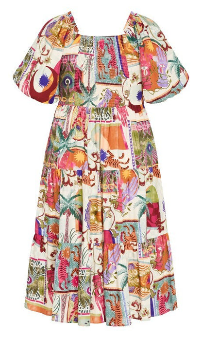 City Chic Simona Print Cotton Dress Size 20 L As New Stunning  ⭐RRP $160 ⭐