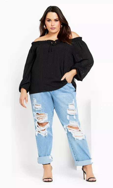 City Chic Ladies Klara Long Sleeve Top Plus Size 16 New with Tag RRP $120
