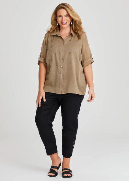 💖 Taking Shape Natural Constellation Shirt in Cinnamon Plus Size 24 RRP $160 💖