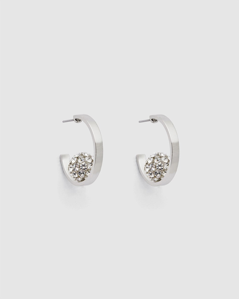 Mimco New Genuine Carnaby Hoop Silver Stud Earrings + Dust Bag RRP $89.90