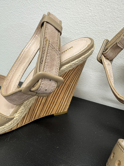 MIMCO All Leather Flatform Wedge Heels Sandals - Tan - EU 40 / AU 9 As New