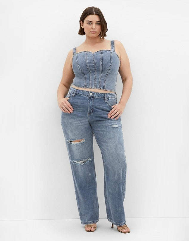 City Chic Denim Dreams Corset - mid denim -Plus size 20 New RRP $100 Must Have