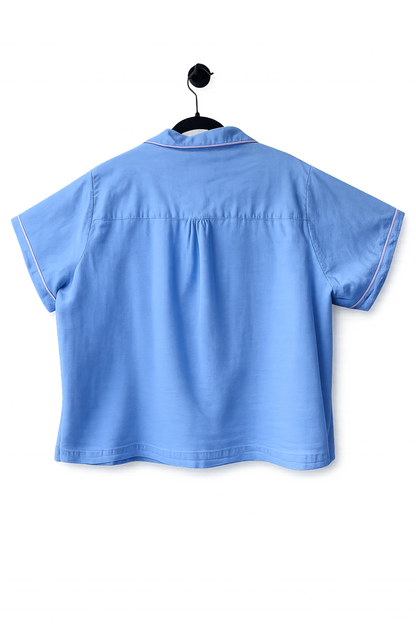 Peter Alexander Light Blue Linen Cotton Pyjama Set Womens Size 2+ (22-24) As New