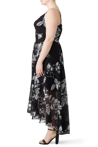 City Chic Mono Rose Maxi Dress Black/White Plus Size XL 22 New RRP $159