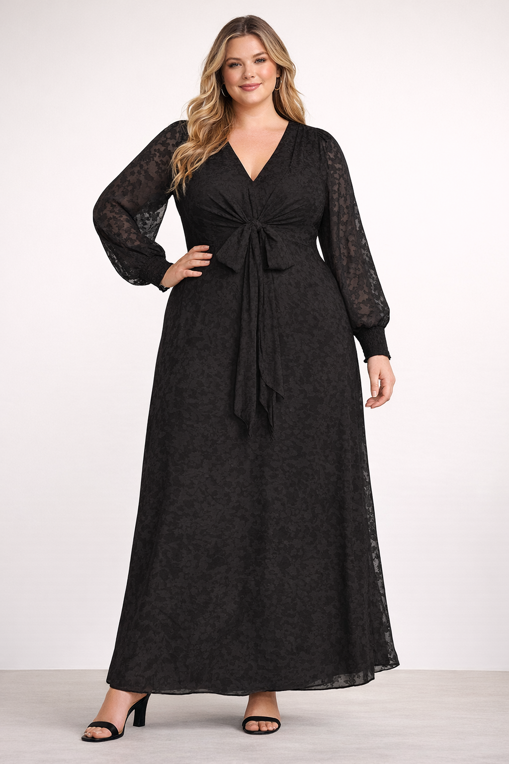 City Chic Marci Tie Front Maxi Dress - Black New Plus ❤️ Size 18 ❤️ RRP $140