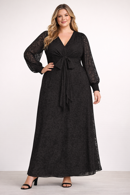 City Chic Marci Tie Front Maxi Dress - Black New Plus ❤️ Size 18 ❤️ RRP $140