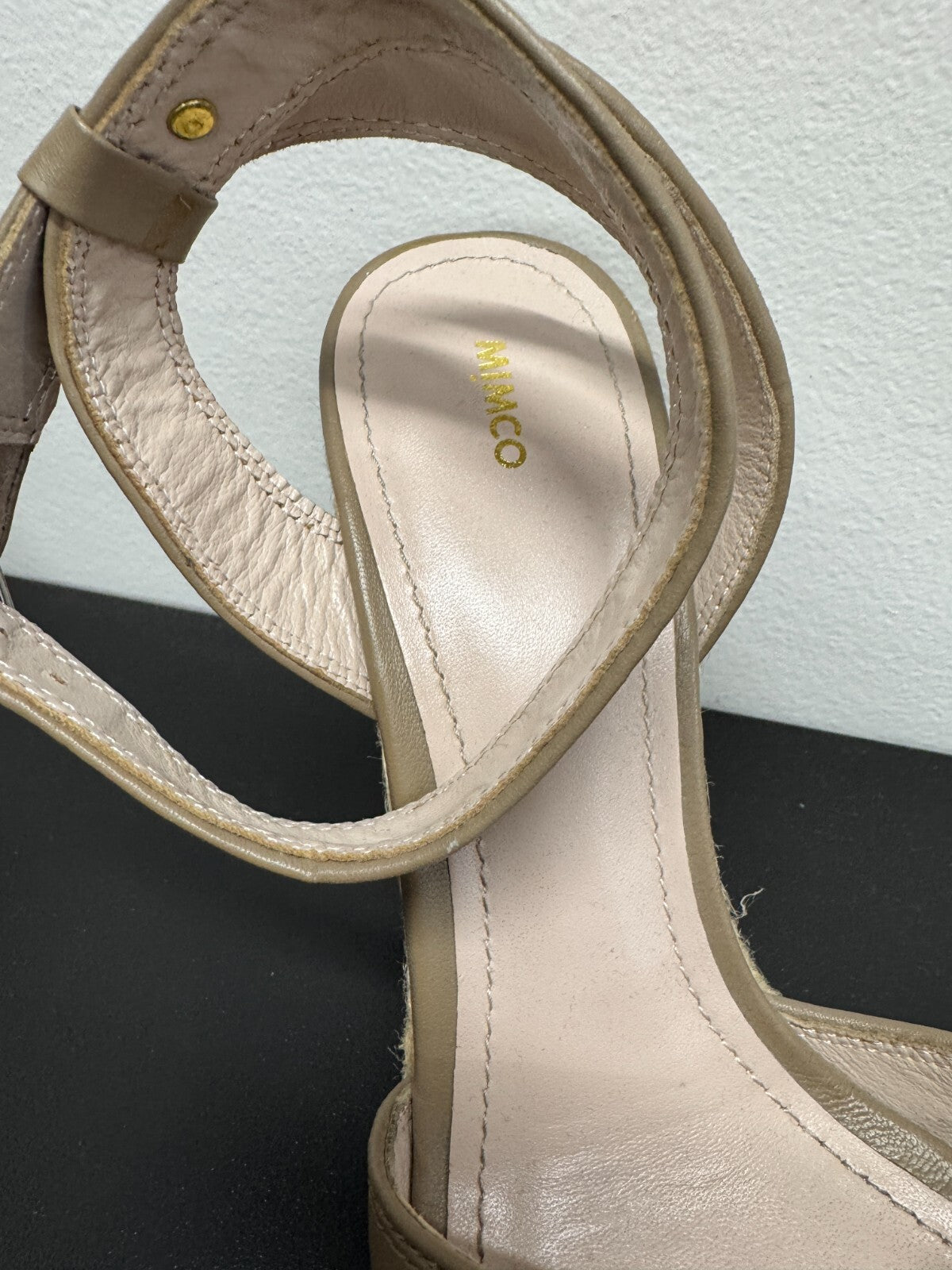 MIMCO All Leather Flatform Wedge Heels Sandals - Tan - EU 40 / AU 9 As New