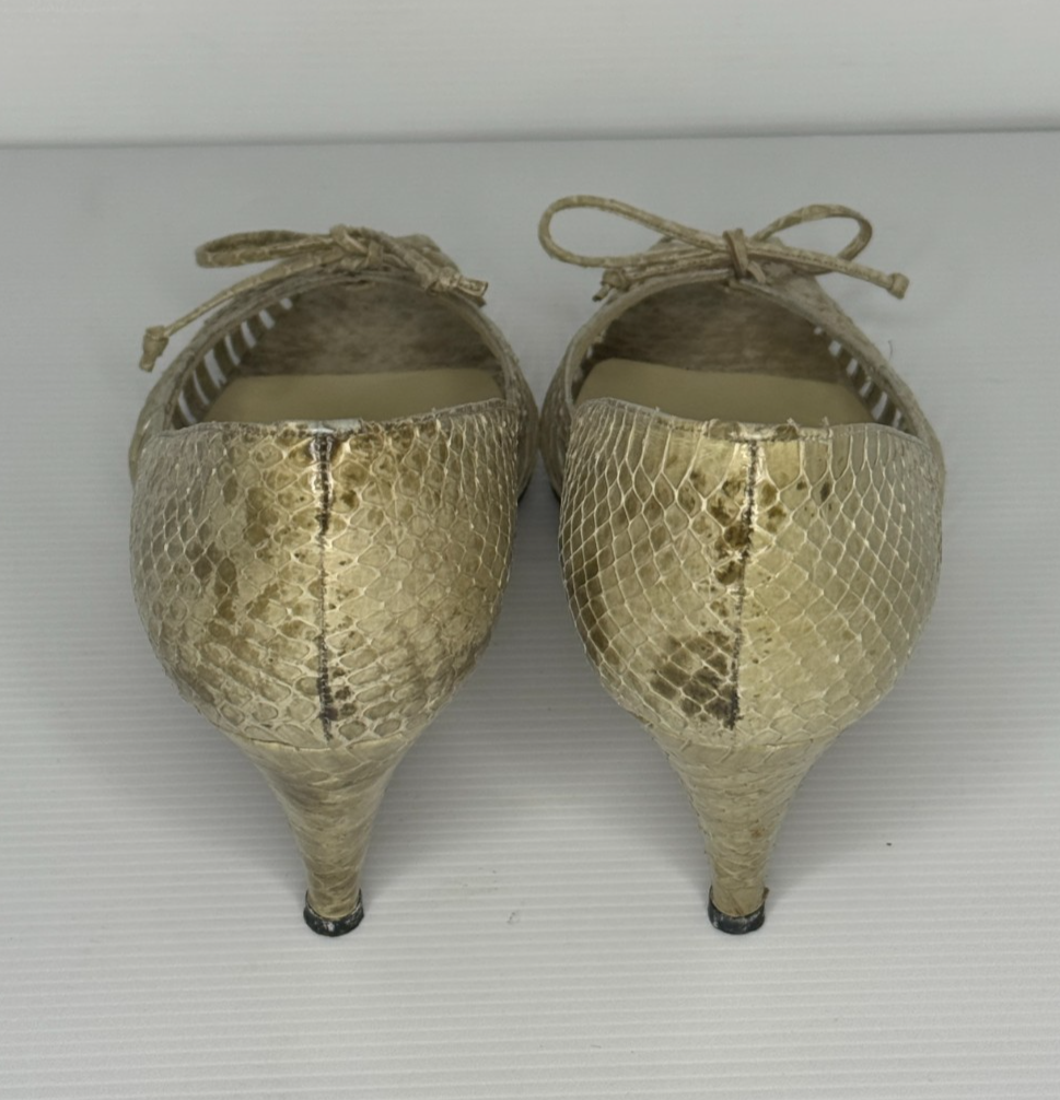 Lucalsax Beige Snakeskin slip on Vintage 60s 70s  RARE FIND, size 8.5 Leather