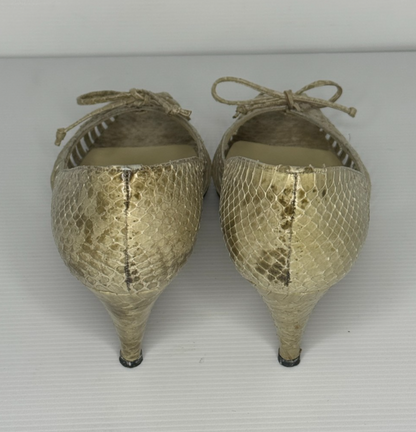 Lucalsax Beige Snakeskin slip on Vintage 60s 70s  RARE FIND, size 8.5 Leather