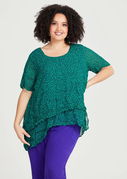 Taking Shape Top  Womens Green Animal Print  Plus Size 14 New RRP $149