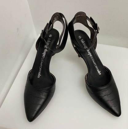 Taking Shape Serena Pointed Toe Black Leather Stiletto. New RRP $169.95