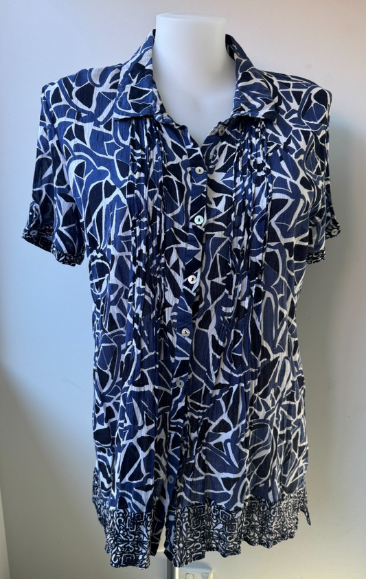 Taking Shape Blue & White Plus Size 18 Shirt 100% Cotton