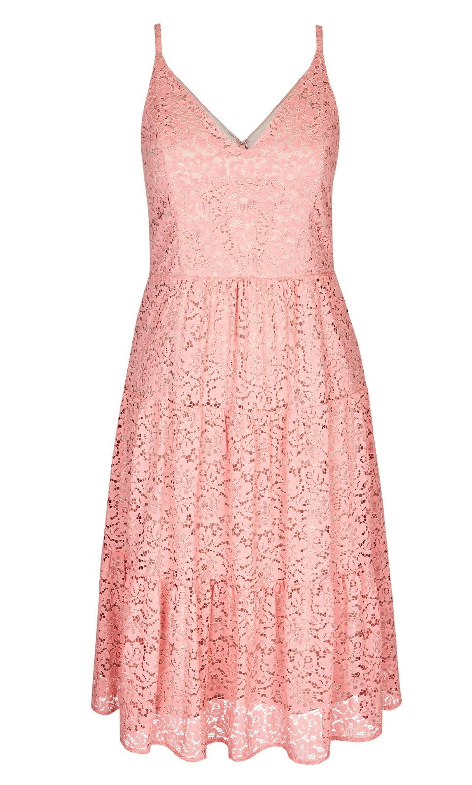 City Chic Sweet Kiss Dress pink lace overlay Lined Plus Size 14 RRP $140 As New