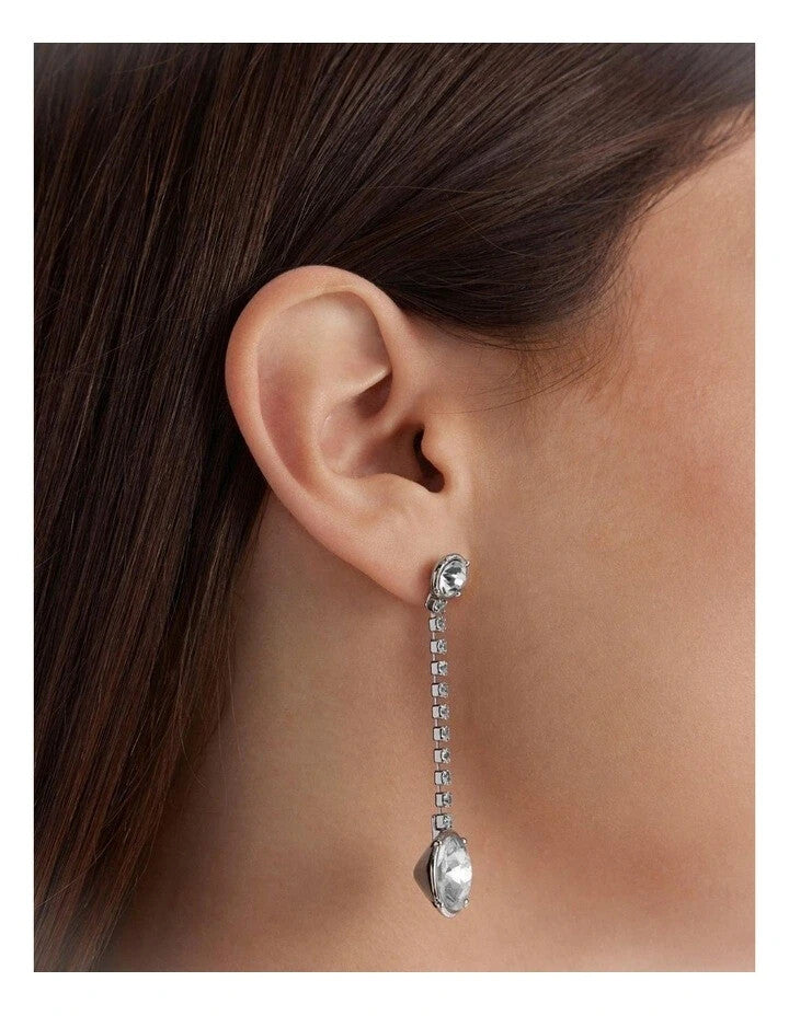 Mimco Sparkle Drop Earrings in Silver New *Genuine  RRP $99  Stunning + Dust Bag
