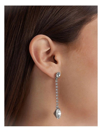 Mimco Sparkle Drop Earrings in Silver New *Genuine  RRP $99  Stunning + Dust Bag
