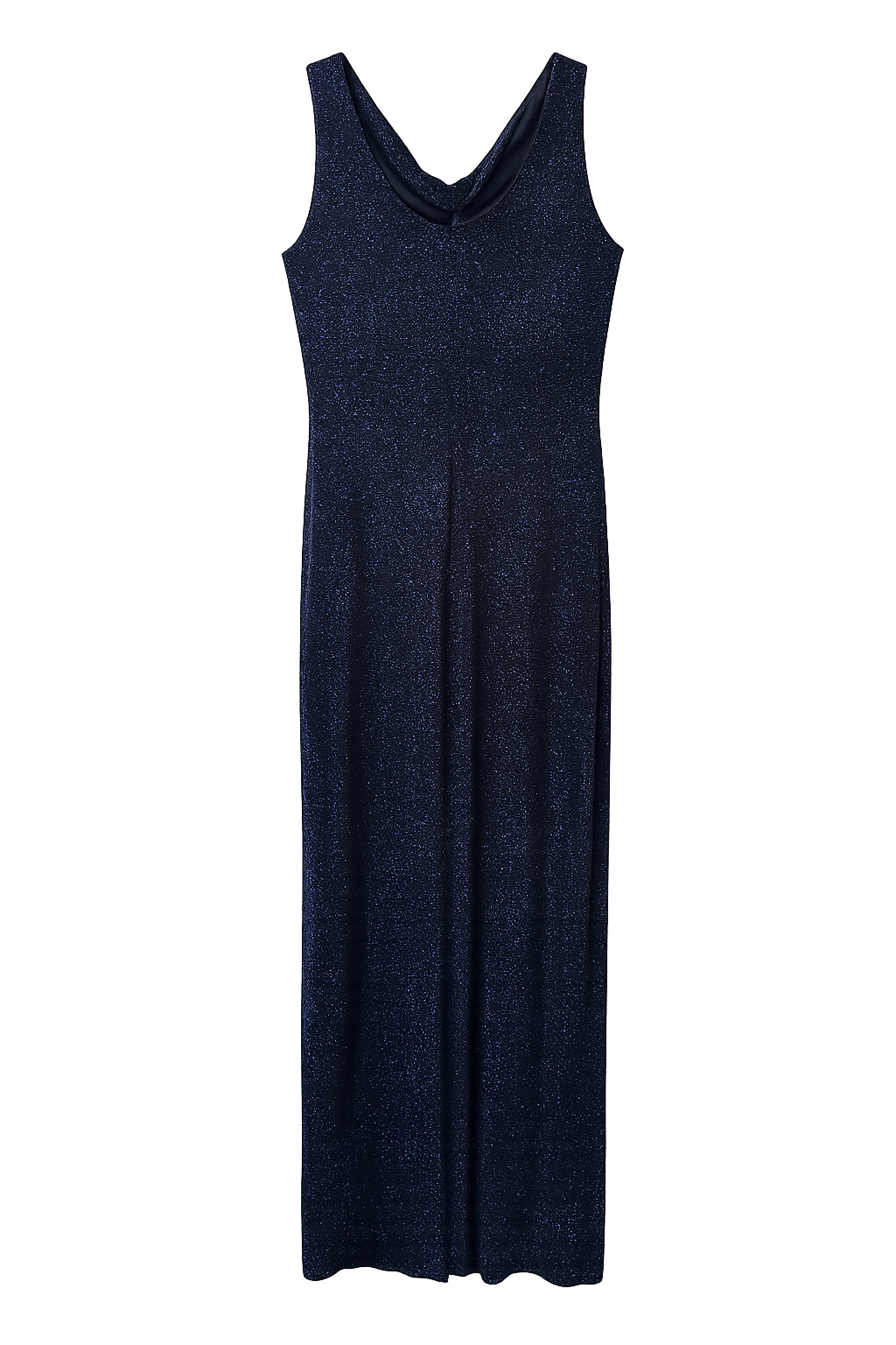 Navy Lurex Evening Maxi Dress Womens Size 14 Sparkle Formal Cowl Neck As New
