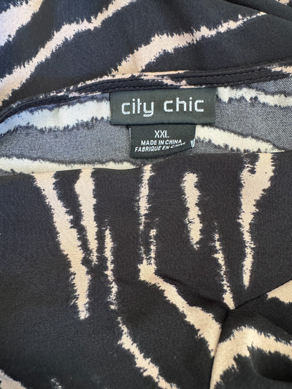 City Chic ✨  Faux Wrap Animal Print Dress ✨  – Brown/Black Size XXL 24 RRP $149