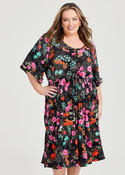 Taking Shape Ditsy Bloom Tier Natural Dress in Floral Print Size 20 RRRP $160
