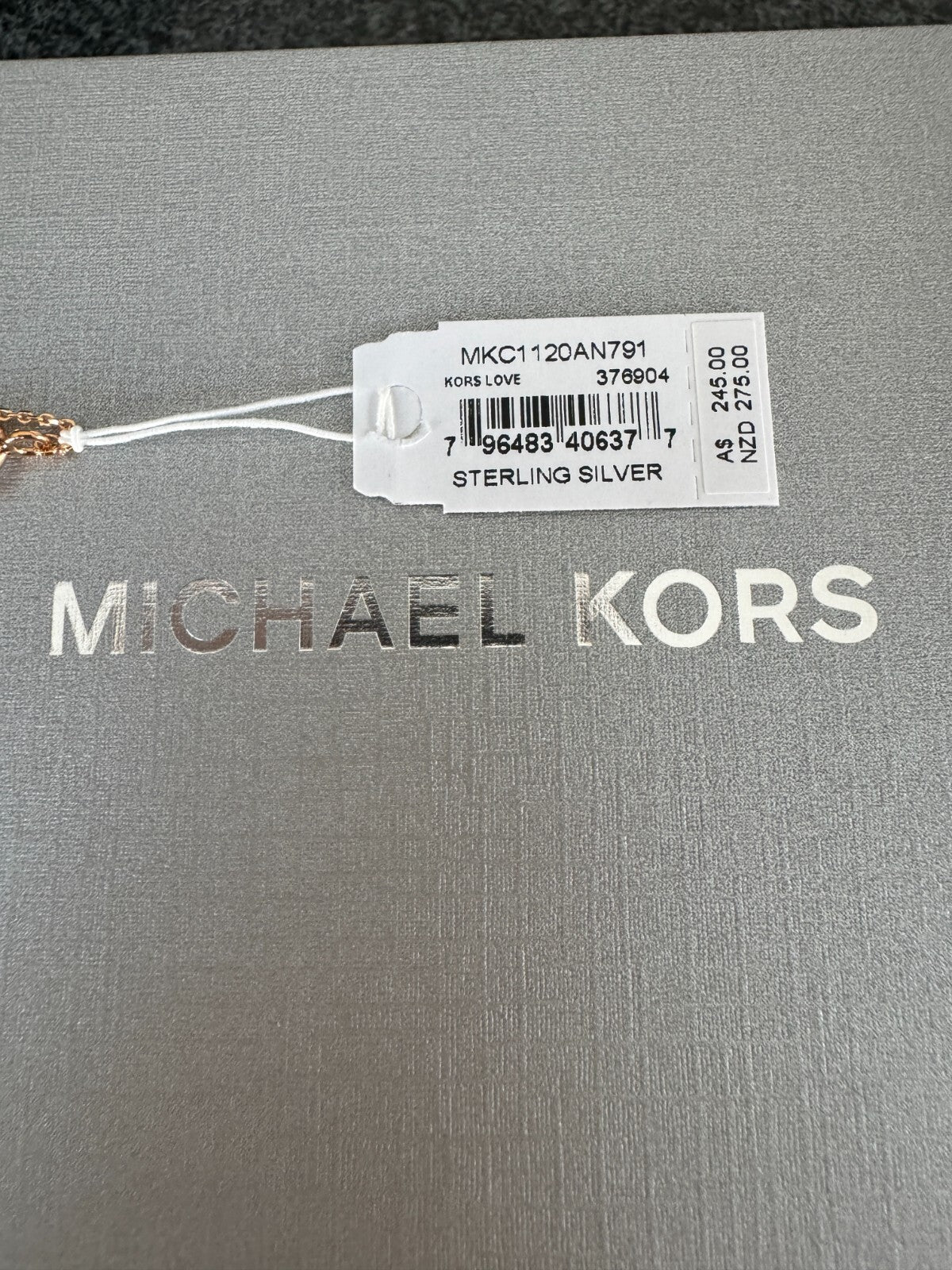 Michael Kors MK  Love Rose Gold Plated Silver Necklace New RRP $245 Genuine