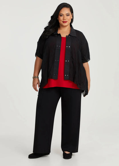 Taking Shape Pleated Luca Snap Front Shirt in Black Size 22-24 RRP $150 NEW