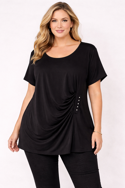 🖤 Taking Shape Top Plus Size XL (22-24) Black Drape Rinestone Detail NWT 🖤