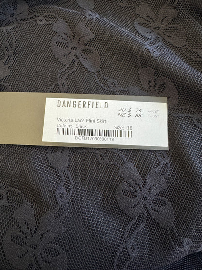 Dangerfield Victoria Lace Mini Black Lined Skirt Size 18 New - RRP $74