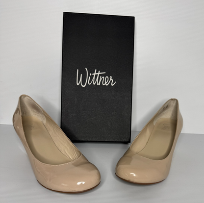 Wittner Winston Nude Patent Low Wedges Stunning & Versatile RRP $140 As New EU39