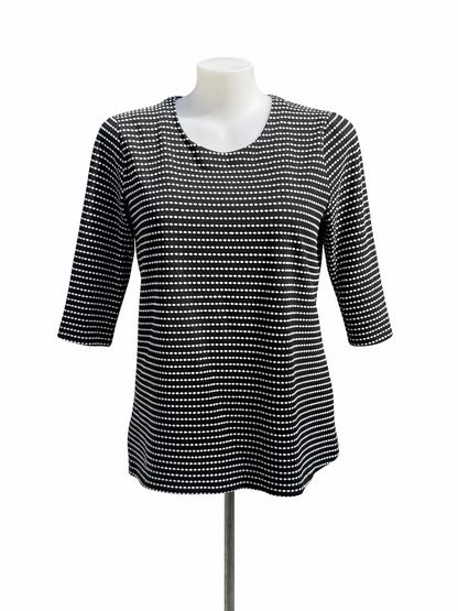 Taking Shape Plus Size 16 Black & White Cotton Top Relaxed Fit 3/4 Sleeve As New