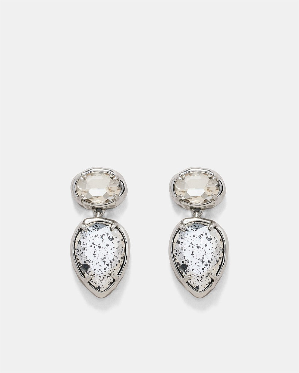MIMCO Earrings Reflective Drop Silver Crystal Silver Tone New Genuine RRP $99