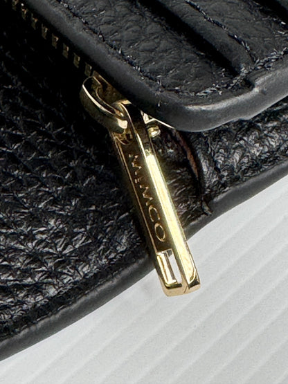 Mimco Black Leather Drift Large Zip Wallet As New rrp $199 Genuine Leather