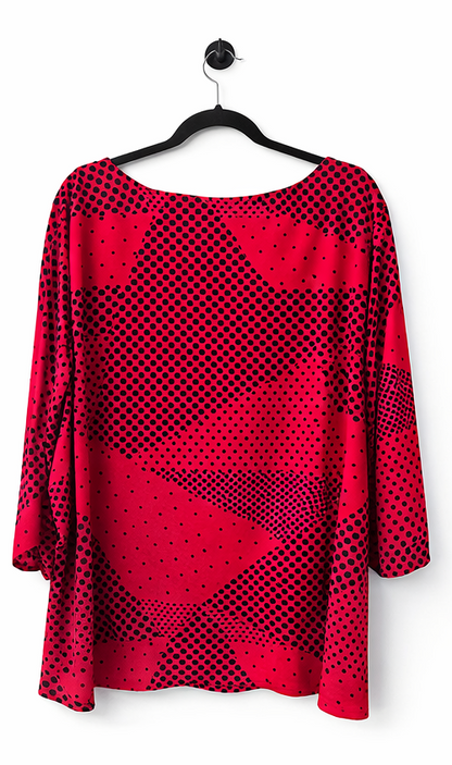 ❤️ Calvin Klein Red Polka Dot Top Plus Size 3X (22-24) Stretch Statement Piece