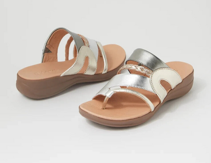 Diana Ferrari Supersoft Mia2 Metallic Multi Leather Slides RRP $150 NEW