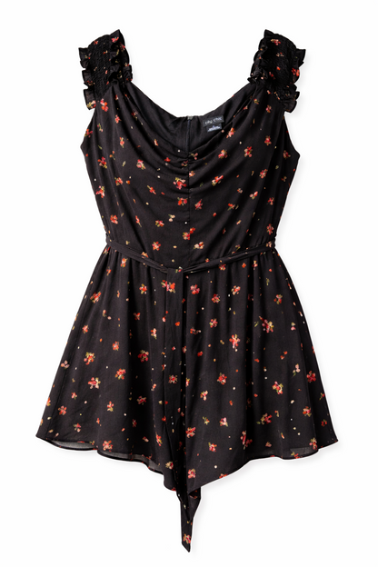 City Chic Black Mini Floral Playsuit - Plus Size XL 22 - RRP $150 🖤 Stunning 🖤