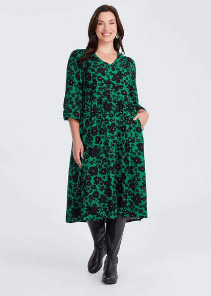Taking Shape Natural Button Through Dress Flattering Midi  Plus Size 16 RRP $160