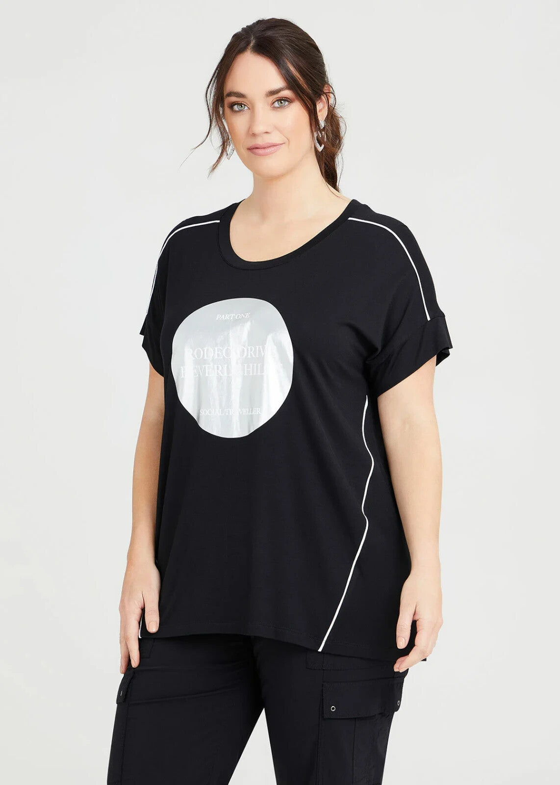 Taking Shape Bamboo Silver Foil Print Top Plus Size XS (14-16) New RRP 109