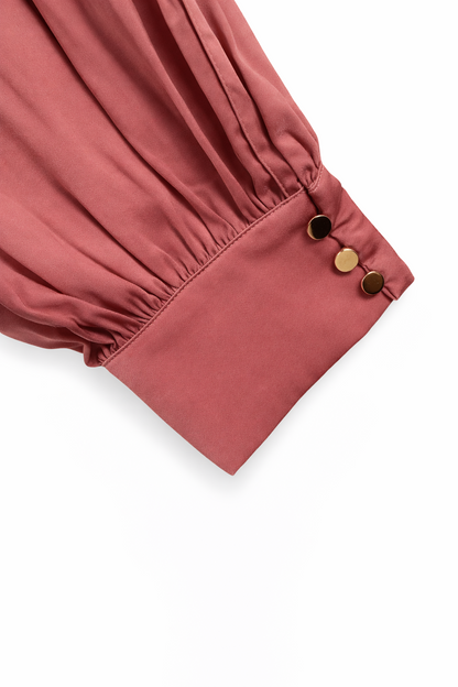 🌸 City Chic Chiffon Bow Blouse Plus Size M (18) Dusty Rose Elegant Long Sleeve