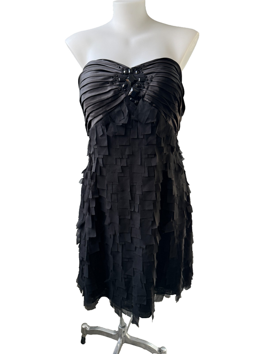 City Chic strapless Cocktail Dress Black Satin and Tule Lined  Plus Size XL 22