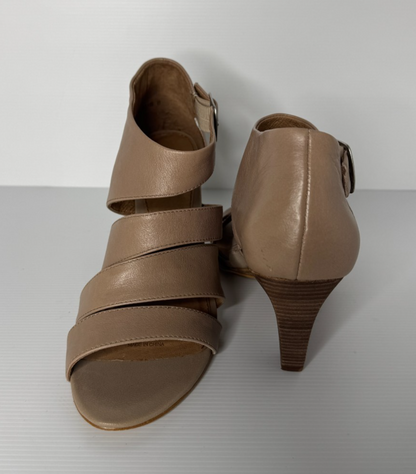 Zensu Heeled Sandal Size 8 Black Taupe New Leather  RRP $130 Stunning