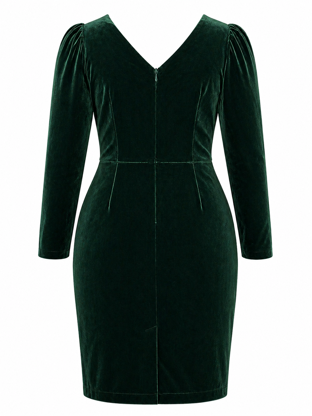 Vintage 80s Green Velvet Dress Size 14 PRINCIPLES Scalloped Neck Basque Waist
